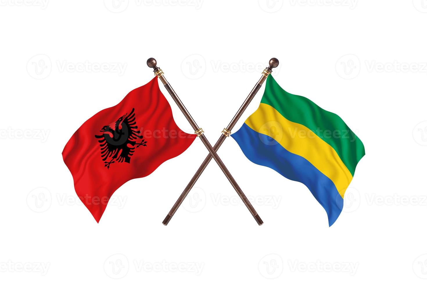 Albania versus Gabon Two Country Flags photo