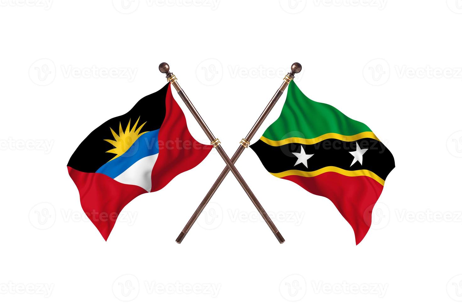 Antigua and Barbuda versus Saint Kitts and Nevis Two Country Flags photo