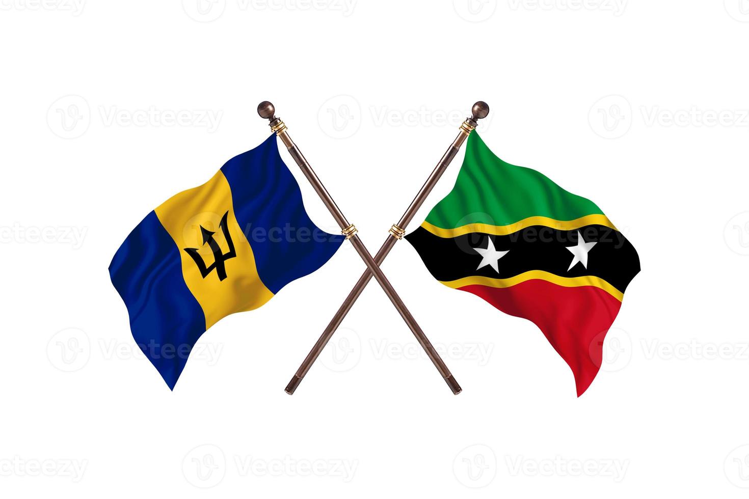 Barbados versus Saint Kitts and Nevis Two Country Flags photo