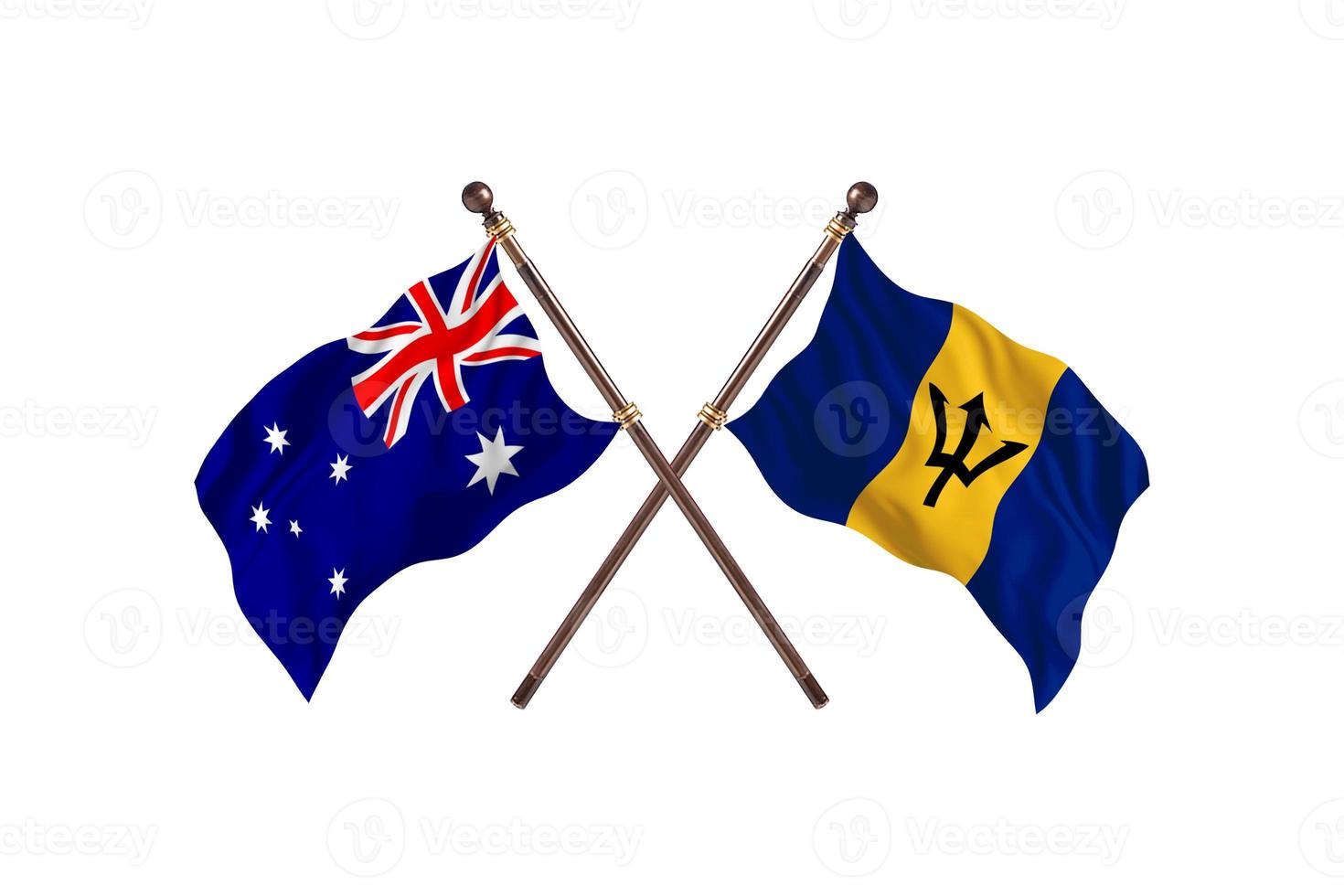 Australia versus Barbados Two Country Flags photo