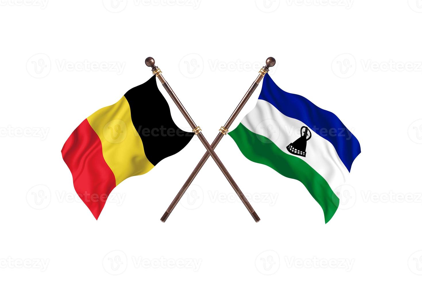 Belgium versus Lesotho Two Country Flags photo