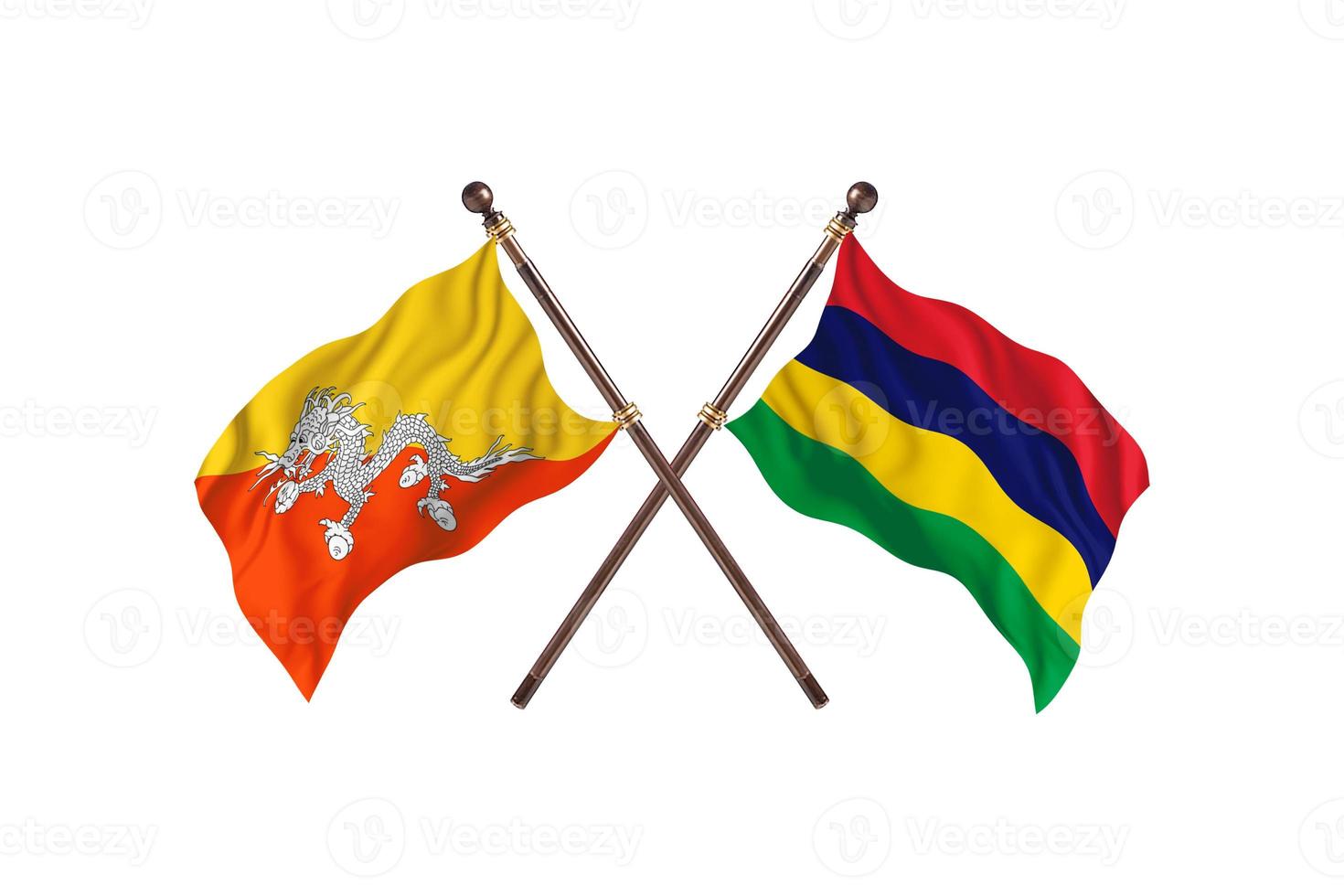 Bhutan versus Mauritius Two Country Flags photo