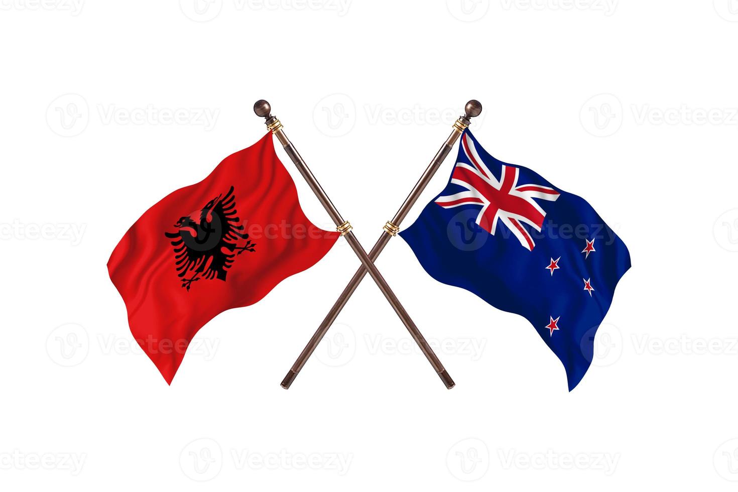albania contra nueva zelanda dos banderas de países foto