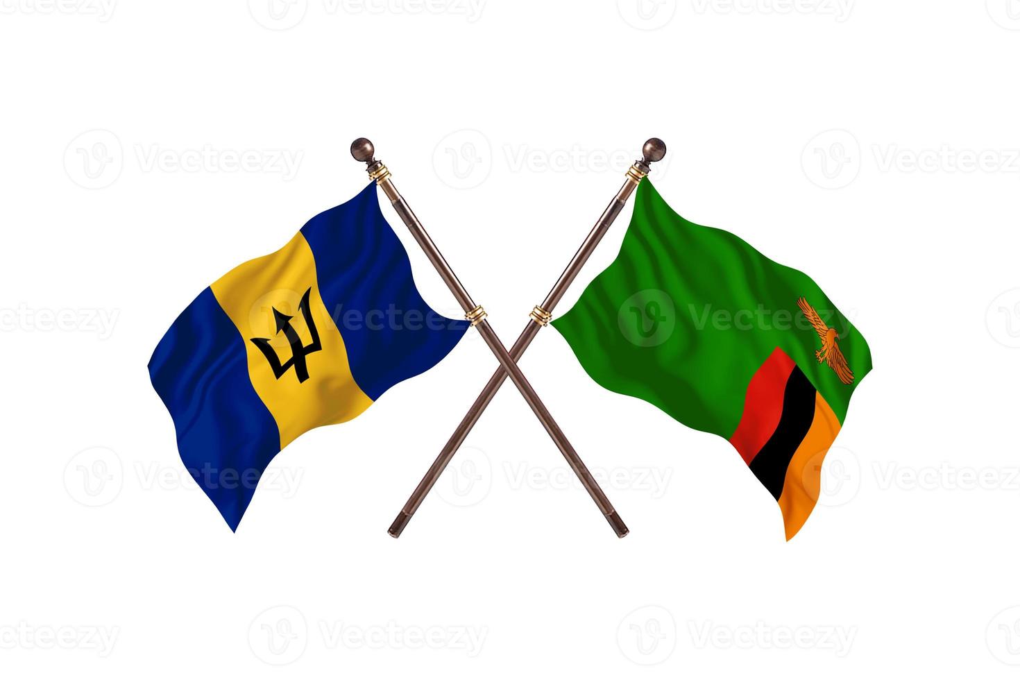 Barbados versus Zambia Two Country Flags photo