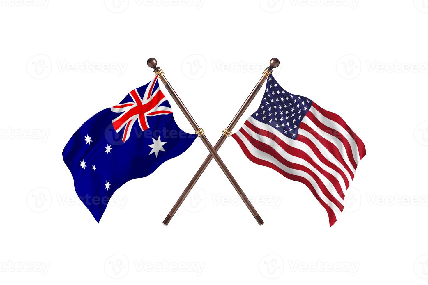 Australia versus United State Of America Two Country Flags photo