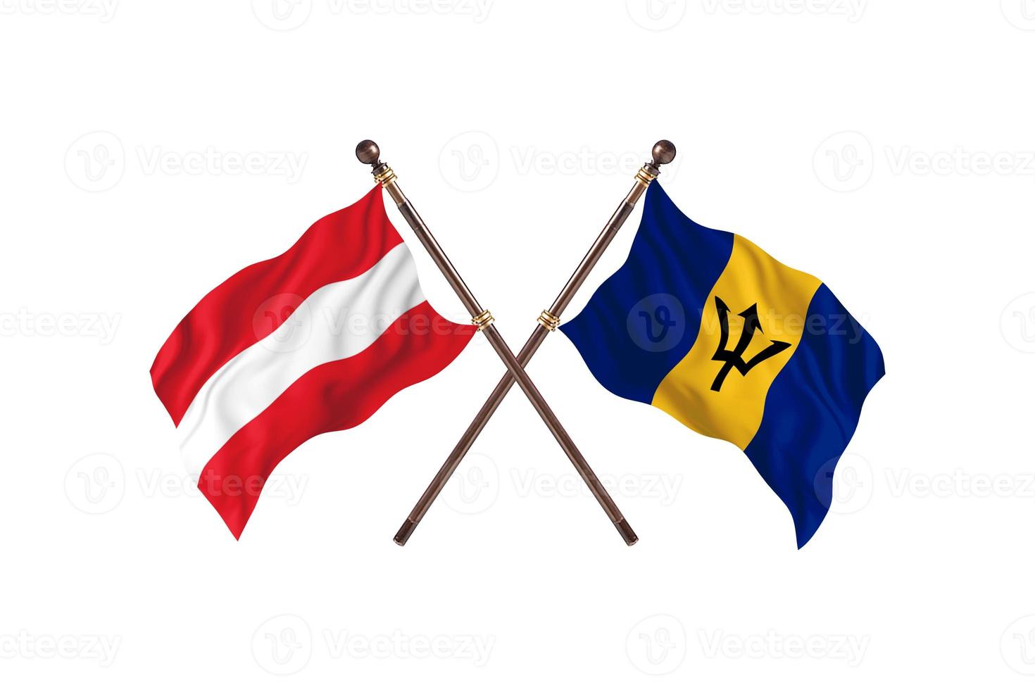 Austria versus Barbados Two Country Flags photo