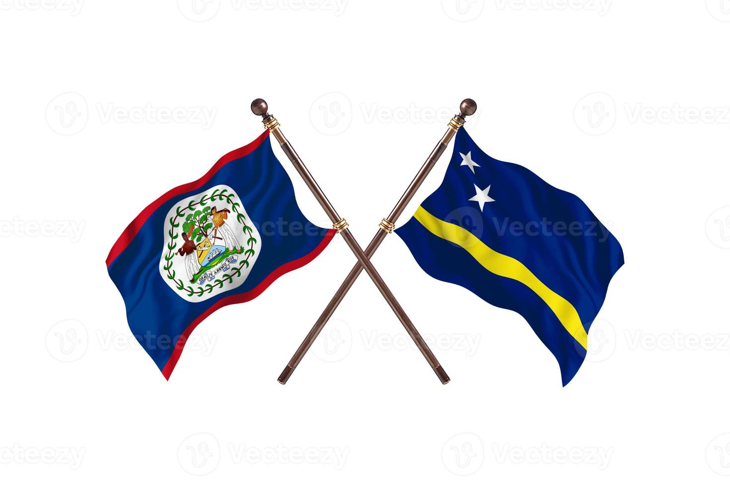 Belize versus Curacao Two Country Flags photo