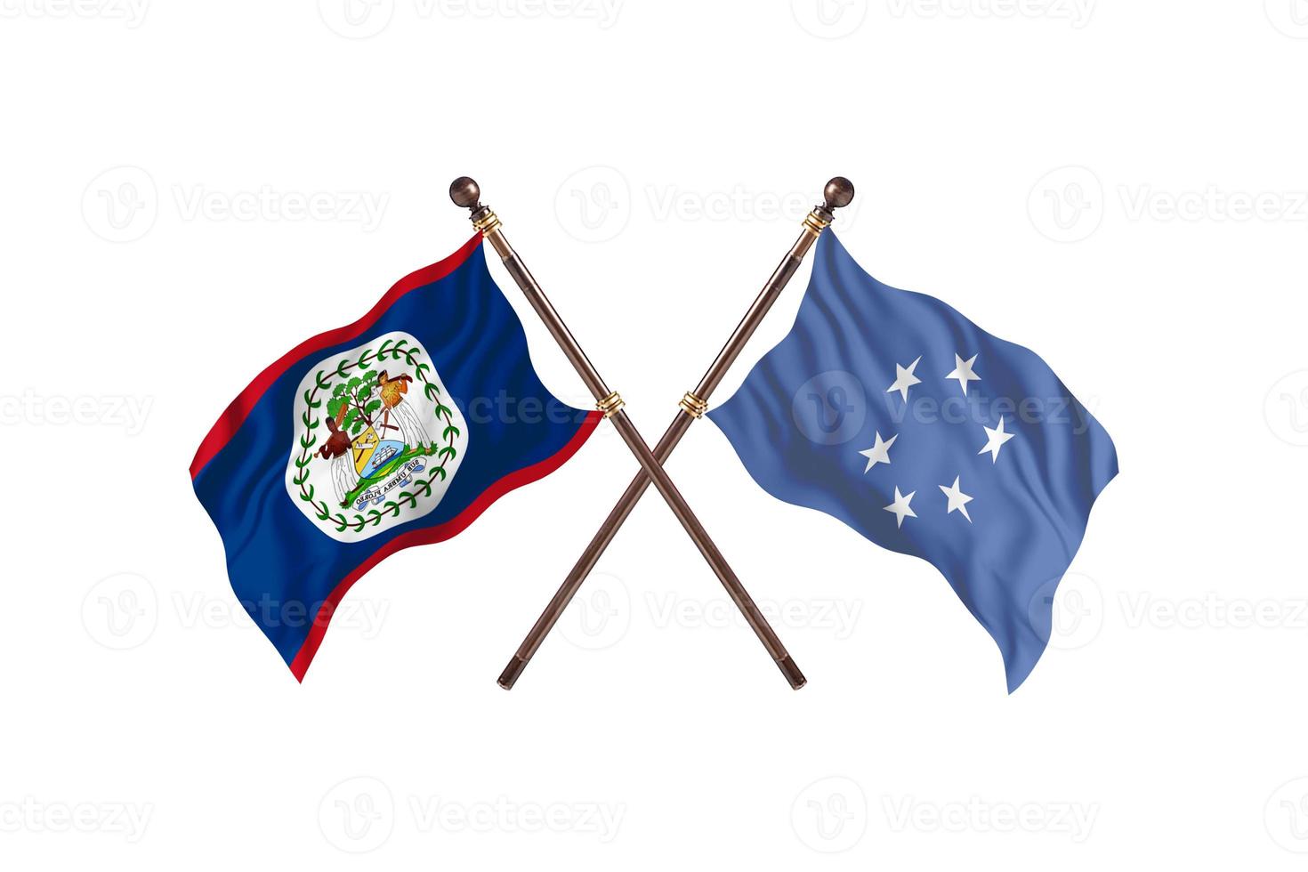 Belize versus Micronesia Two Country Flags photo