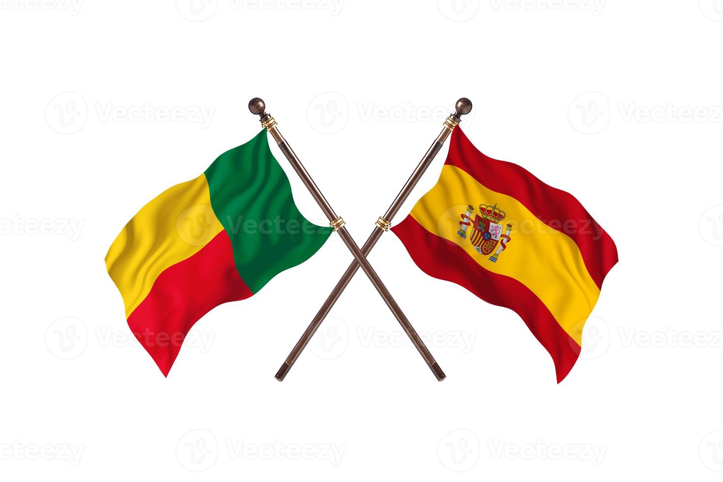 Benin versus Spain Two Country Flags photo