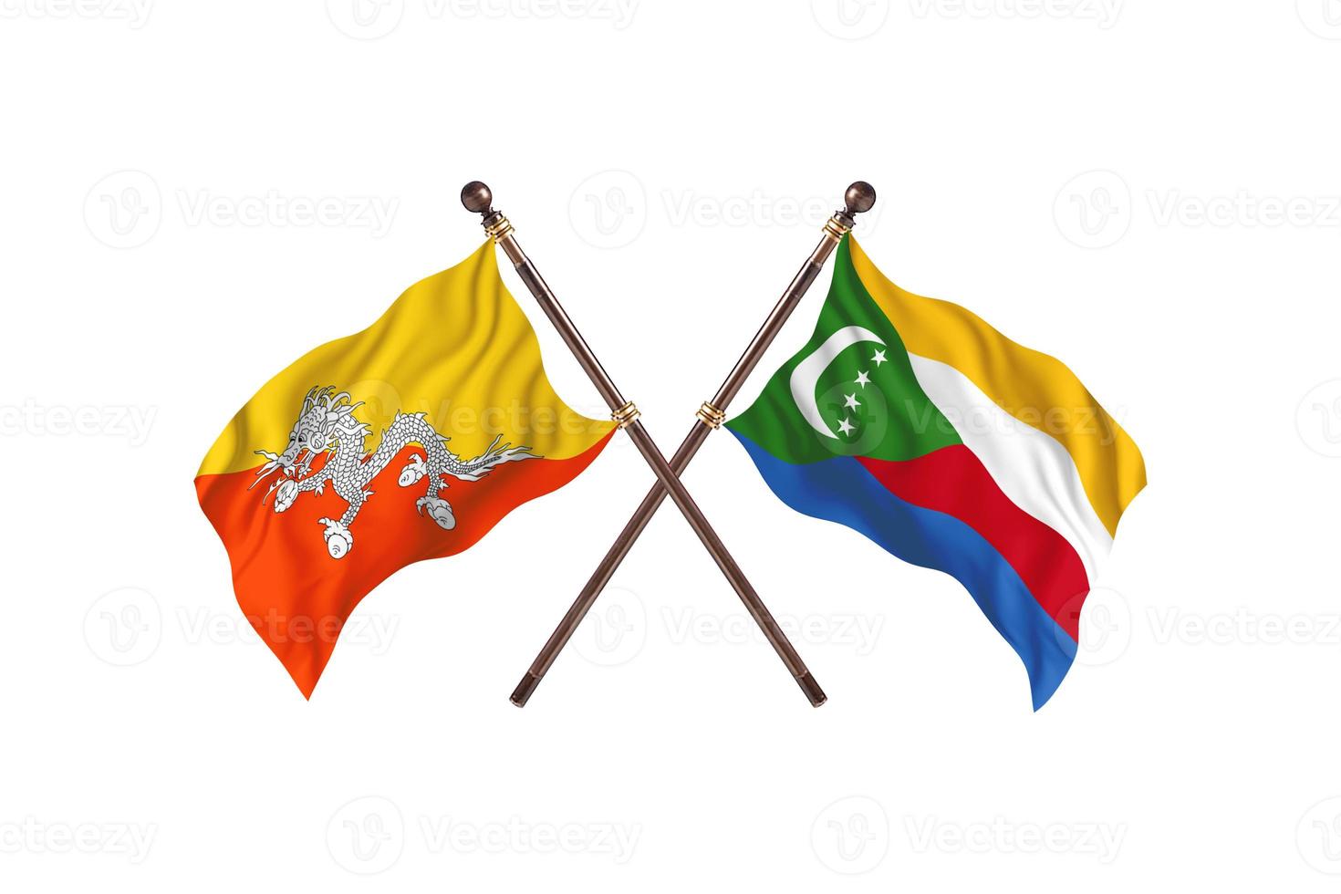 bután versus comoras dos banderas de países foto