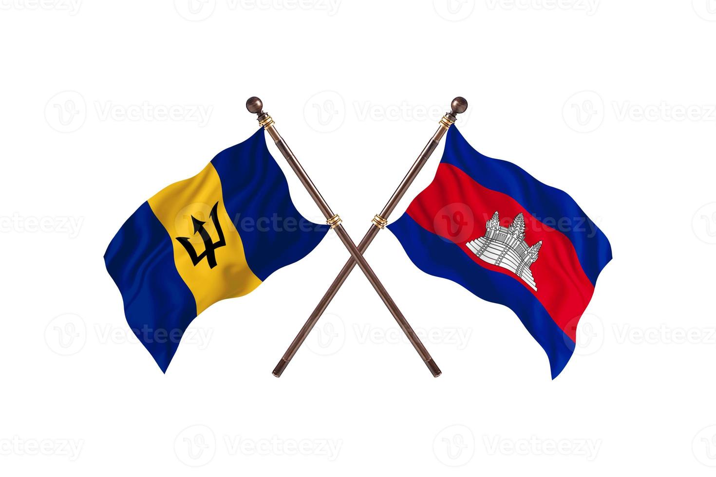 Barbados versus Cambodia Two Country Flags photo