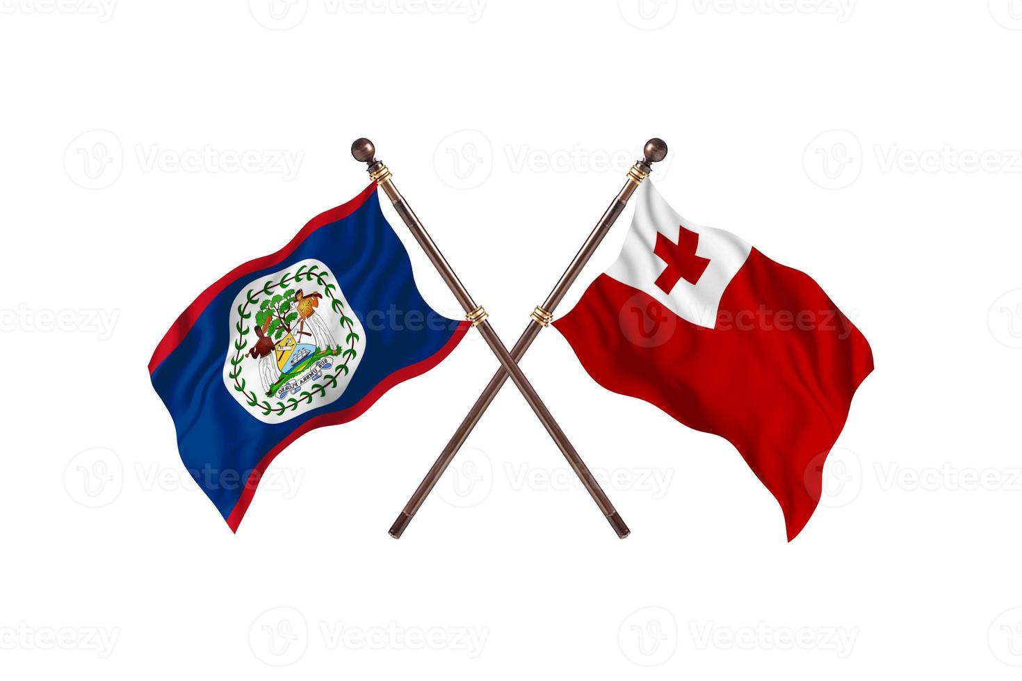 Belize versus Tonga Two Country Flags photo
