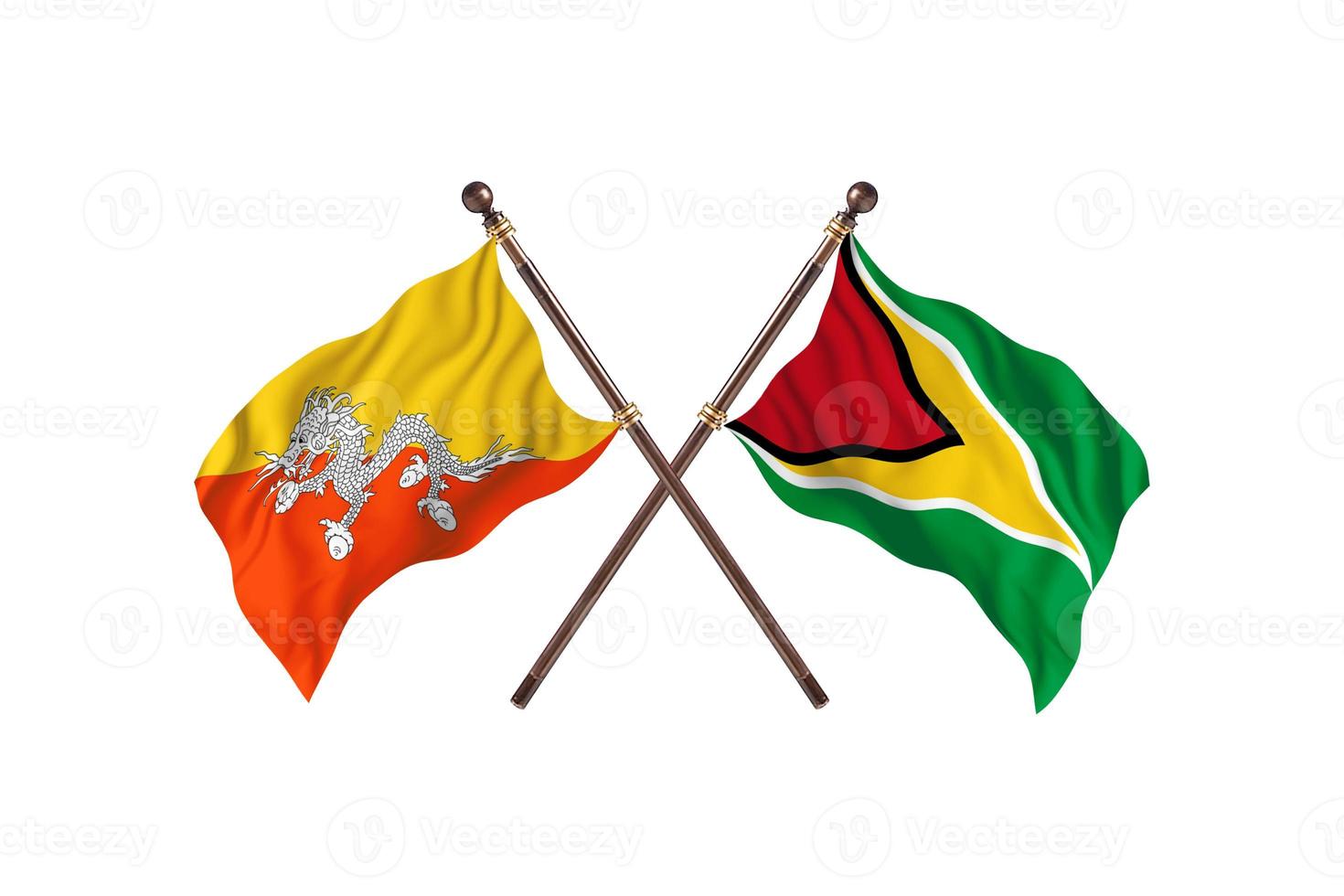 Bhutan versus Guyana Two Country Flags photo