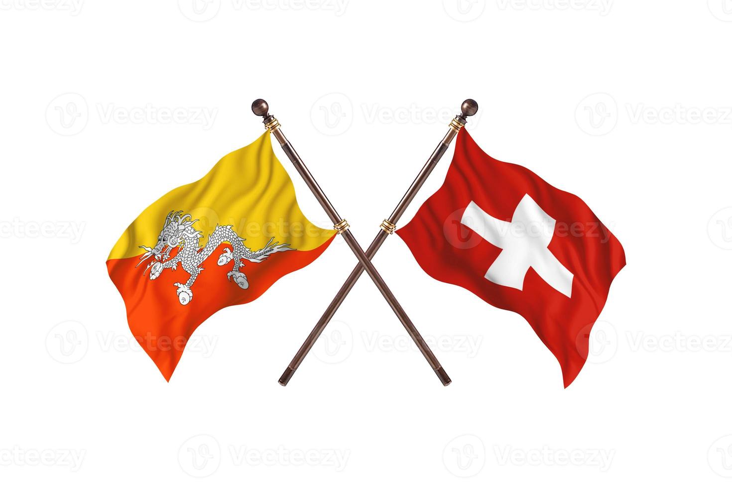 Bhutan versus Switzerland Two Country Flags photo
