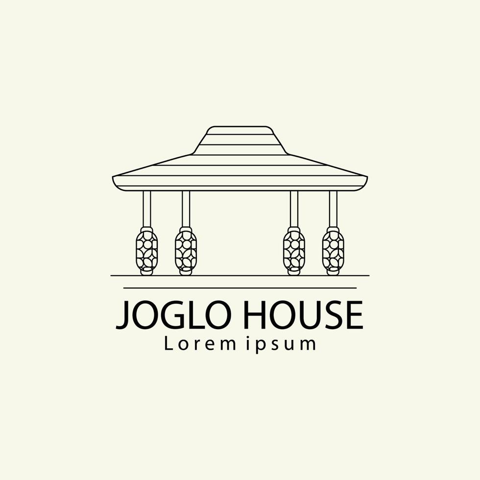 line art joglo house traditional icon design image vector