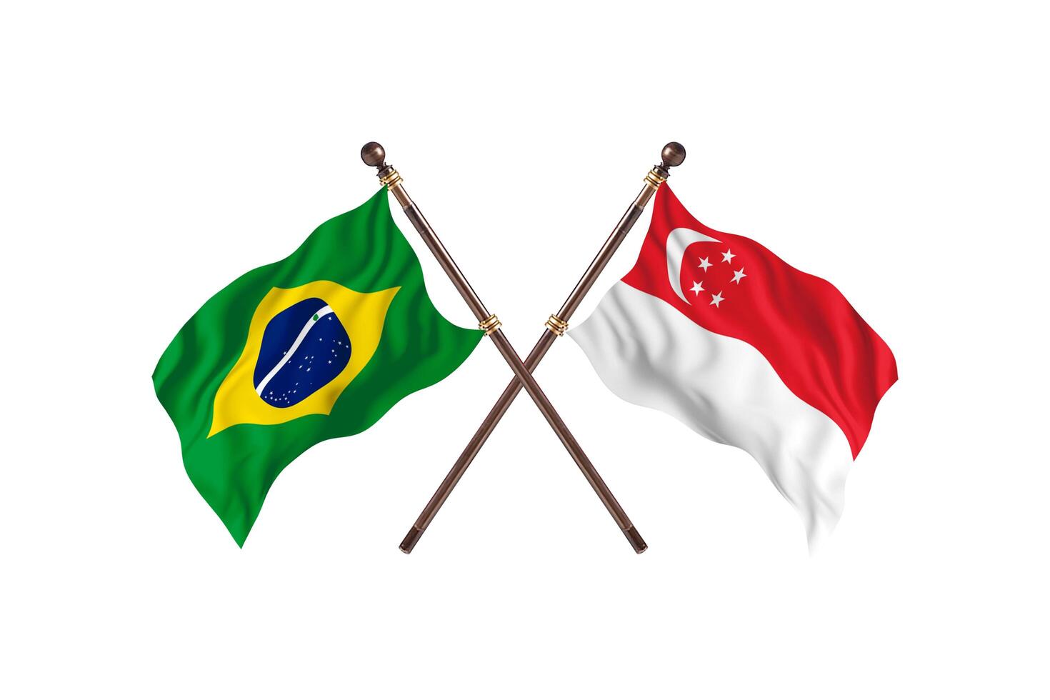 Brazil versus Singapore Two Country Flags photo