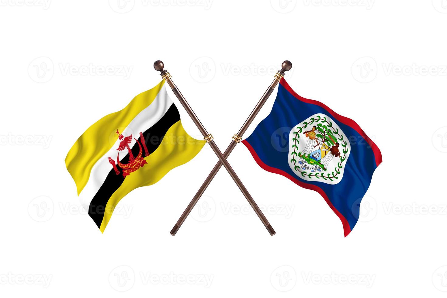 Brunei versus Belize Two Country Flags photo