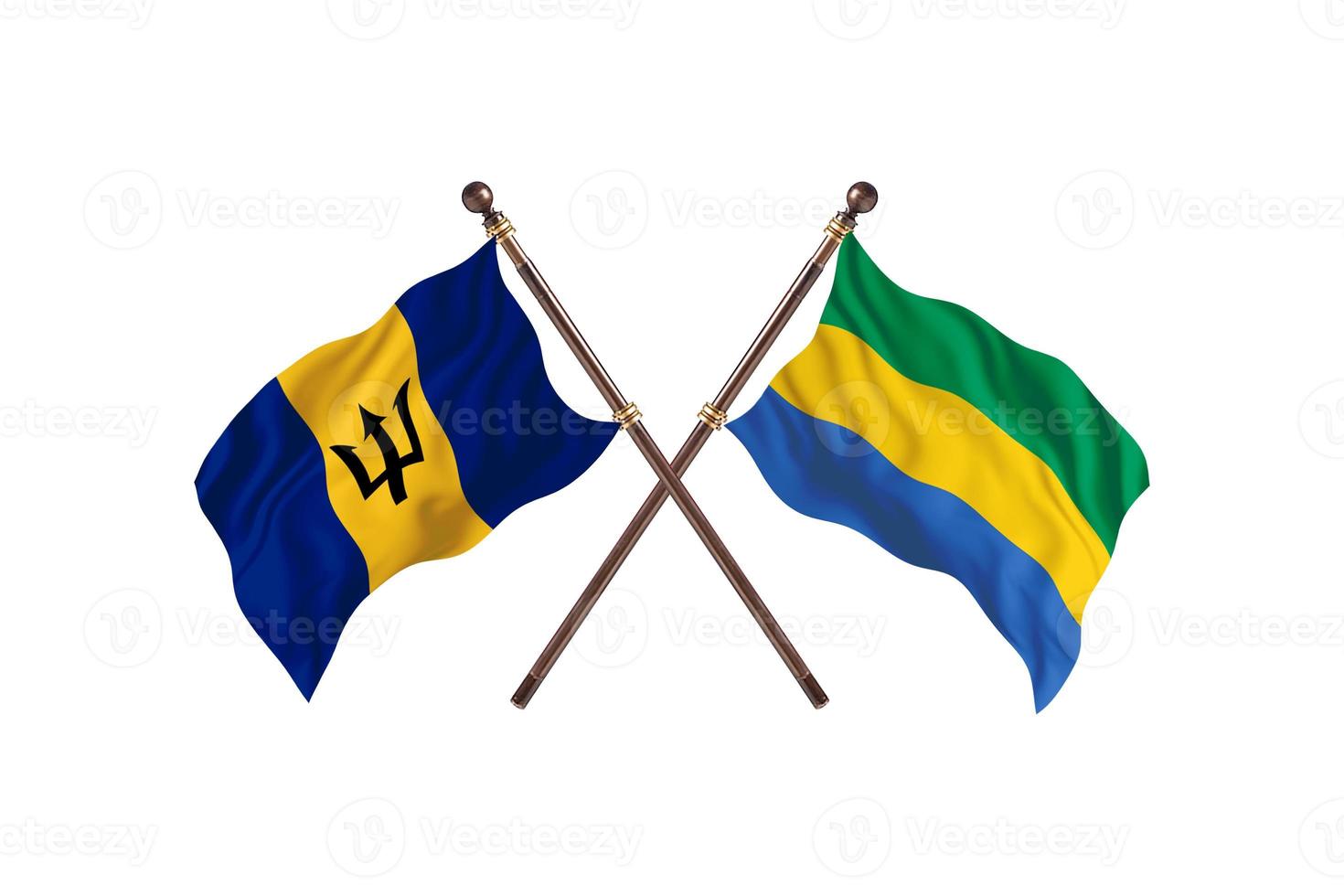 Barbados versus Gabon Two Country Flags photo