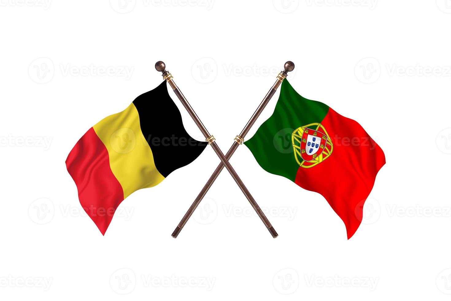 Belgium versus Portugal Two Country Flags photo