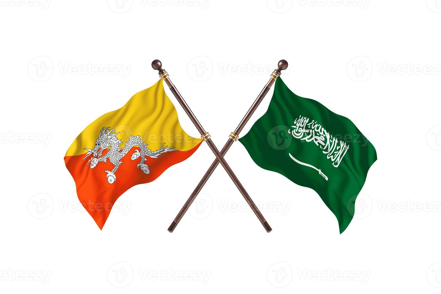 Bhutan versus Saudi Arabia Two Country Flags photo