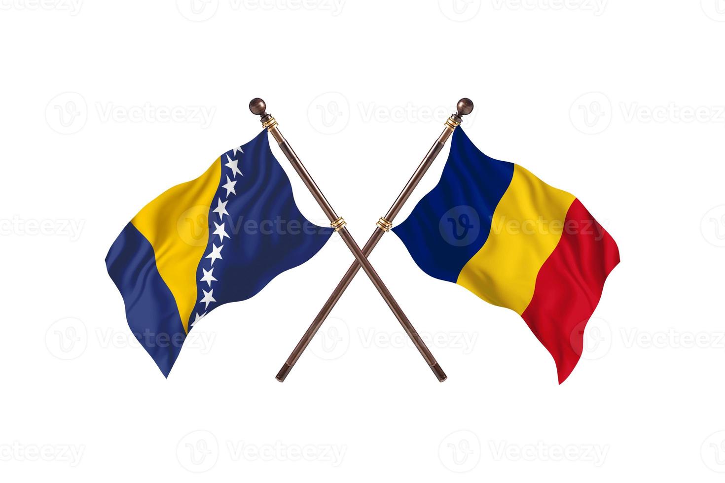 bosnia contra rumania dos banderas de países foto
