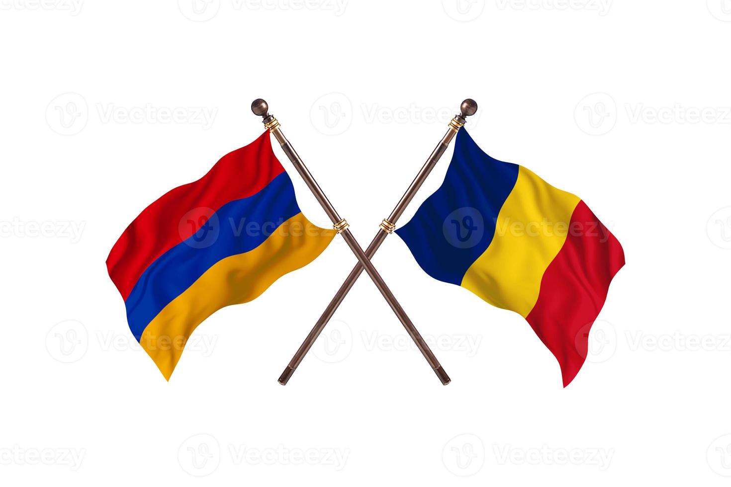 Armenia versus Romania Two Country Flags photo