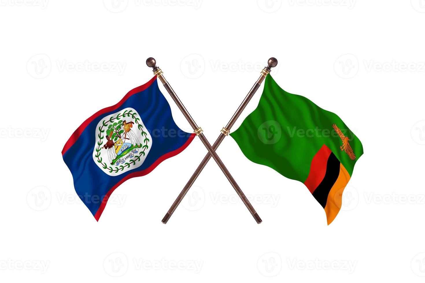 Belize versus Zambia Two Country Flags photo