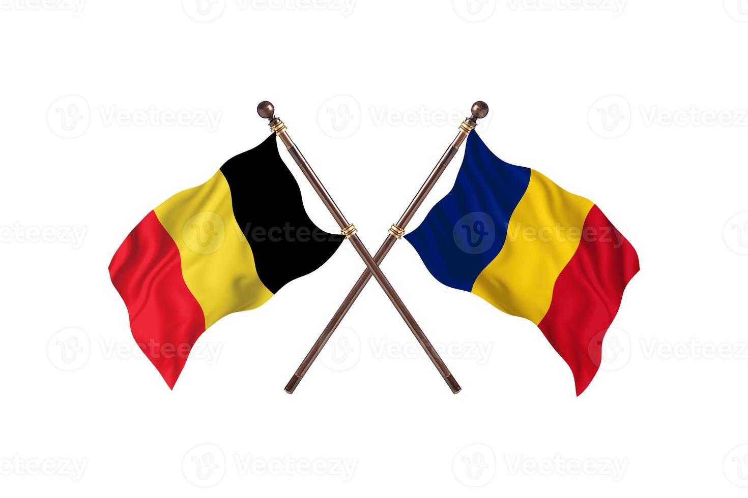 Belgium versus Romania Two Country Flags photo