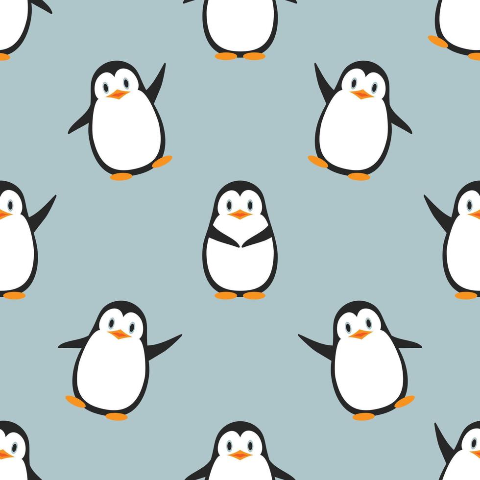 Vector seamless pattern. Funny penguins. Children's print