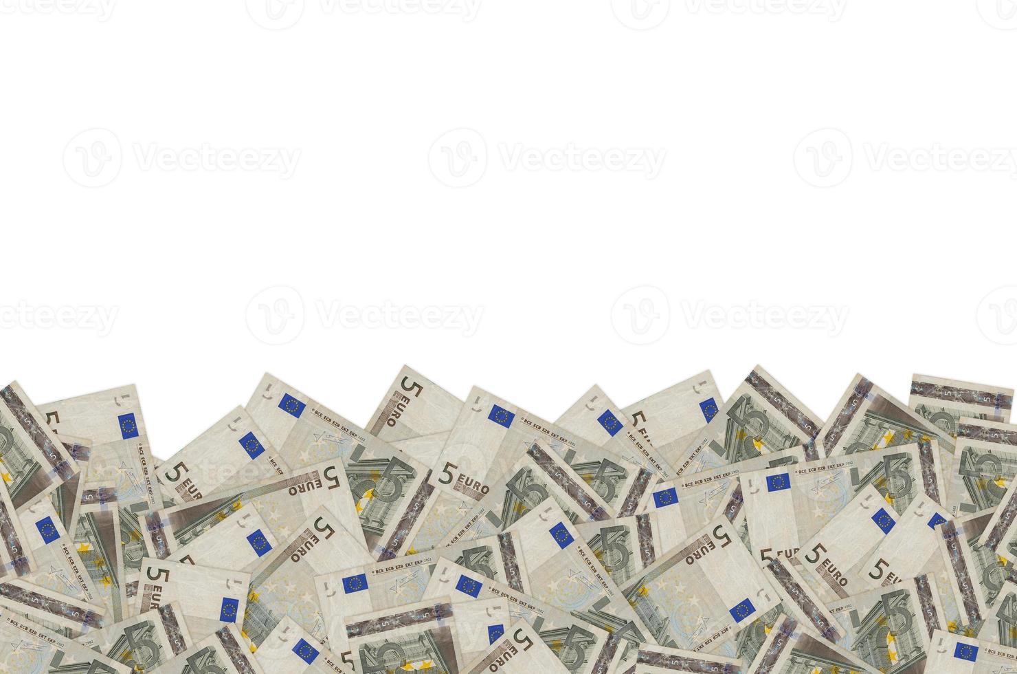 Pattern part of 5 euro banknote close-up with small brown details photo