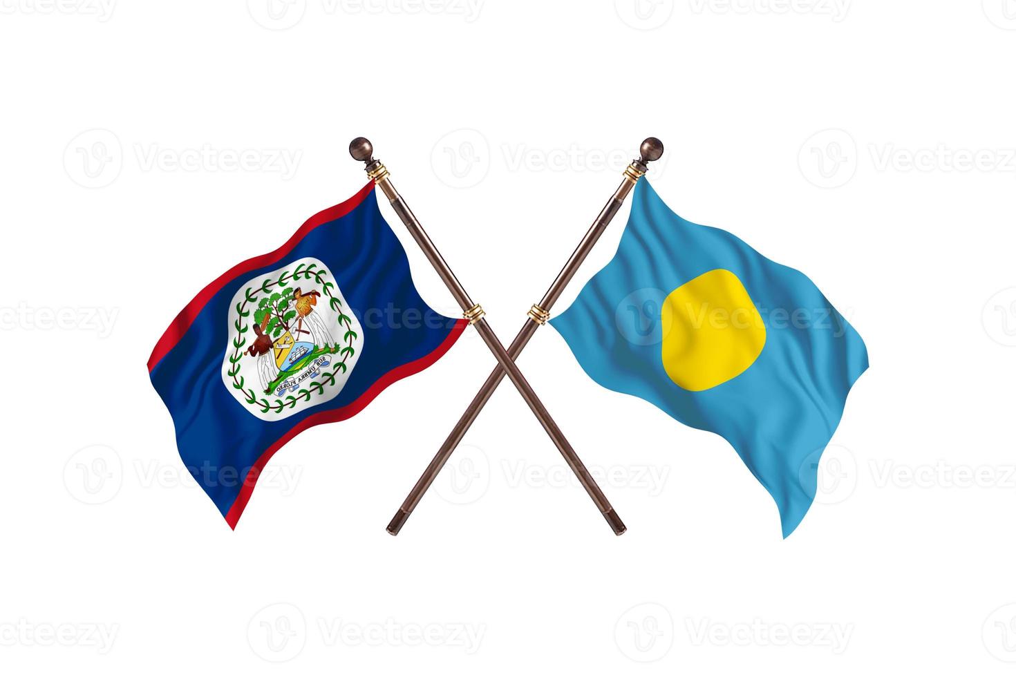 Belize versus Palau Two Country Flags photo