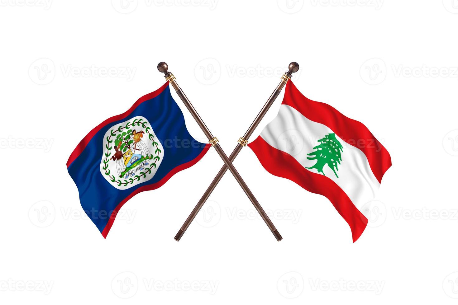 Belize versus Lebanon Two Country Flags photo