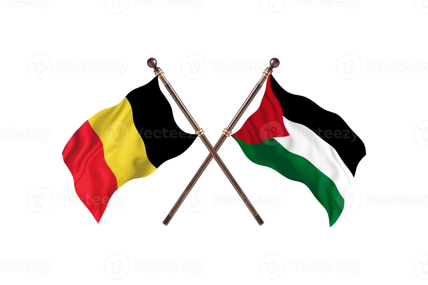 Belgium versus Palestinian Two Country Flags photo