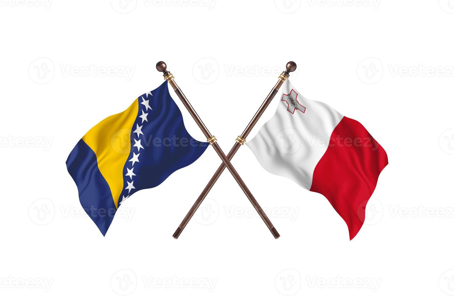 Bosnia versus Malta Two Country Flags photo