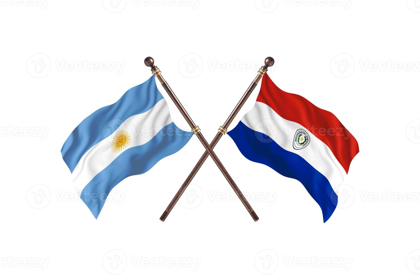 argentina contra paraguay dos banderas de pais foto