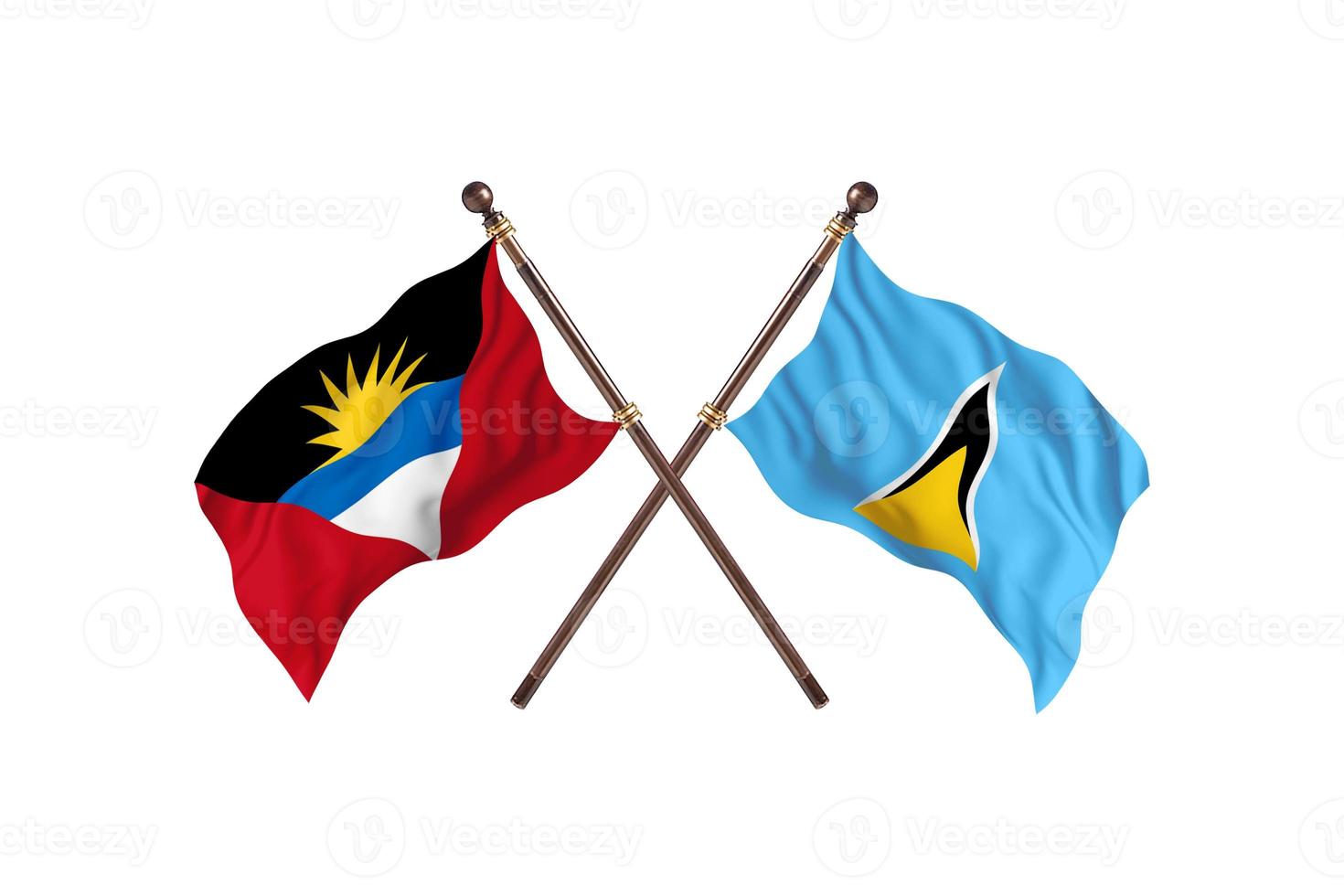 Antigua and Barbuda versus Saint Lucia Two Country Flags photo