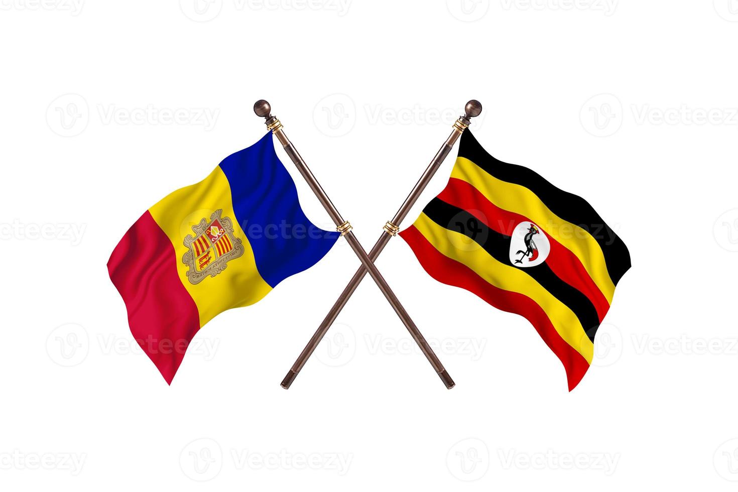 andorra contra uganda dos banderas de países foto