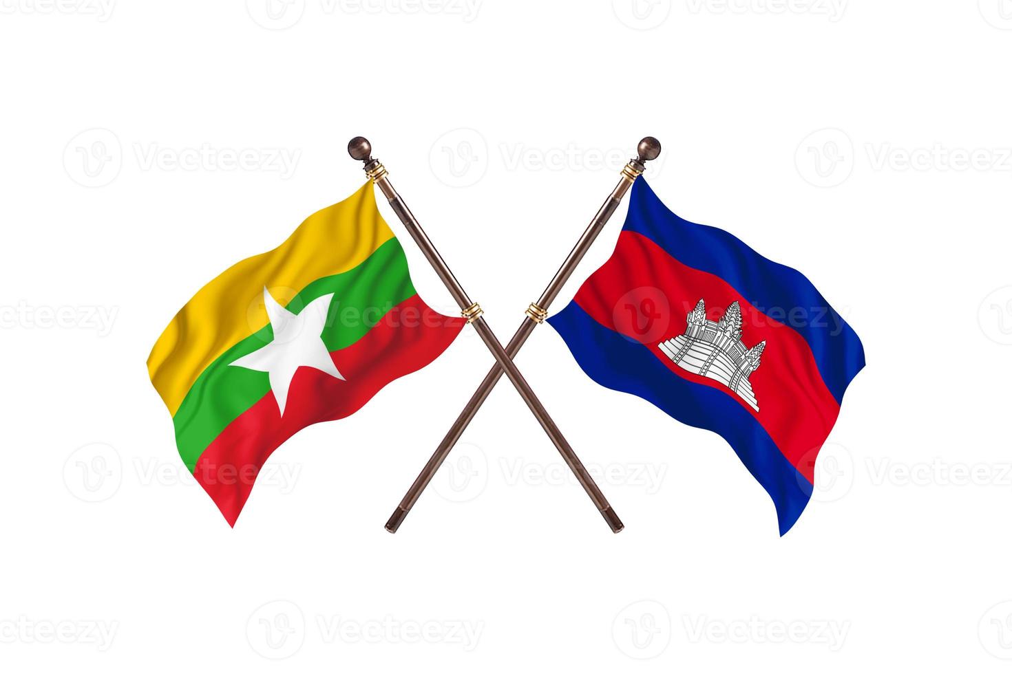 Burma versus Cambodia Two Country Flags photo