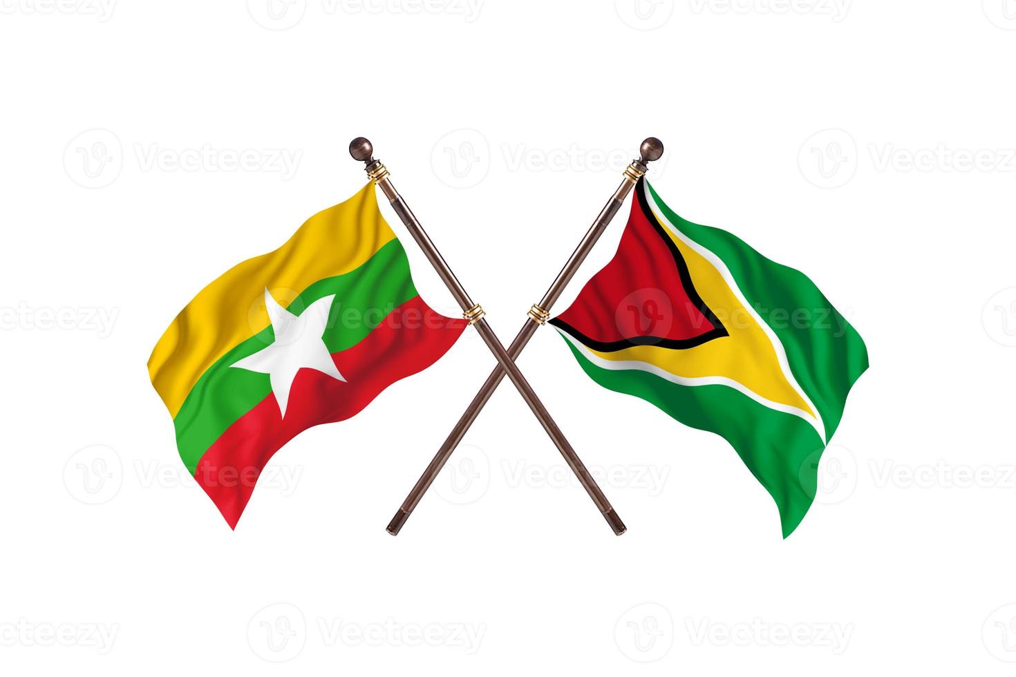 Burma versus Guyana Two Country Flags photo