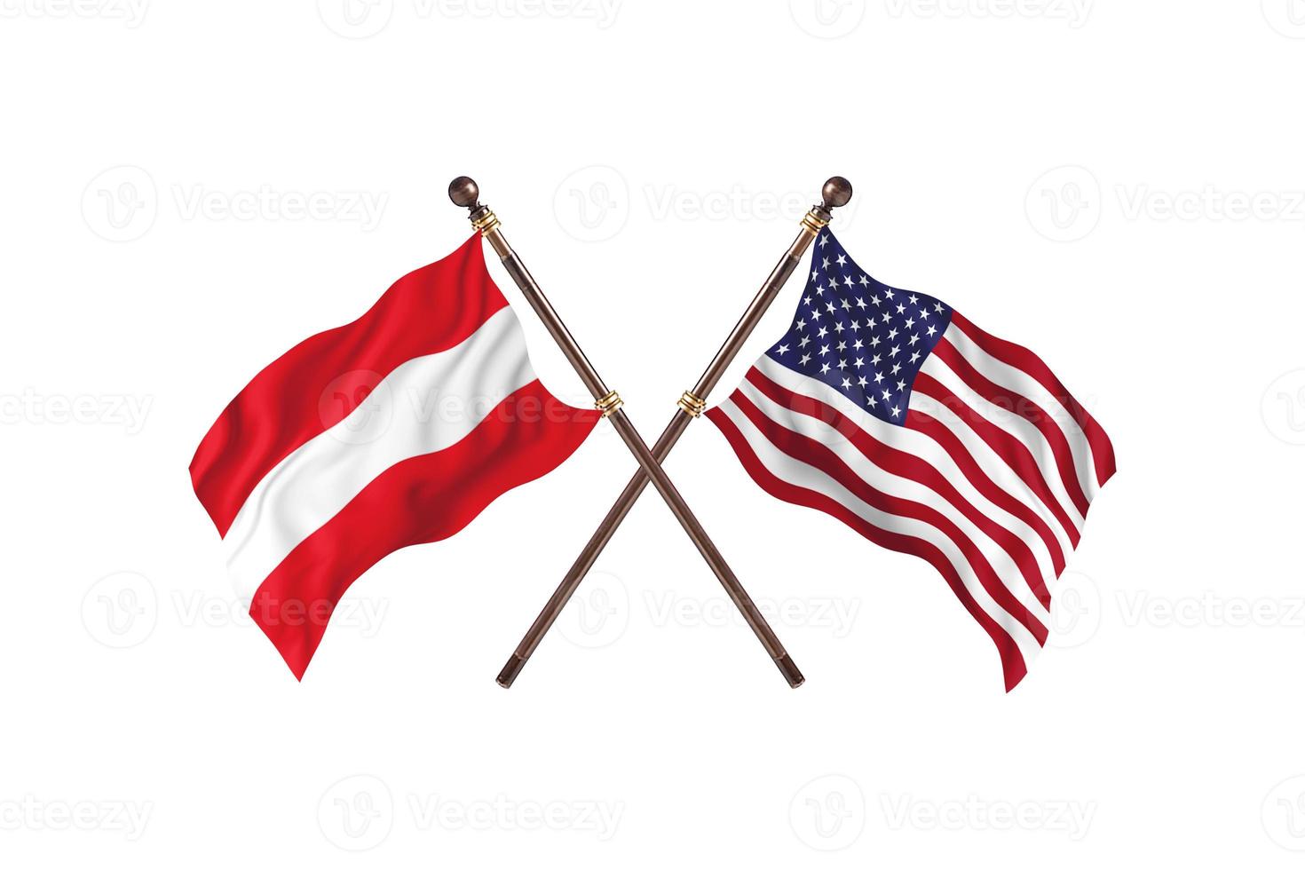 Austria versus United State Of America Two Country Flags photo