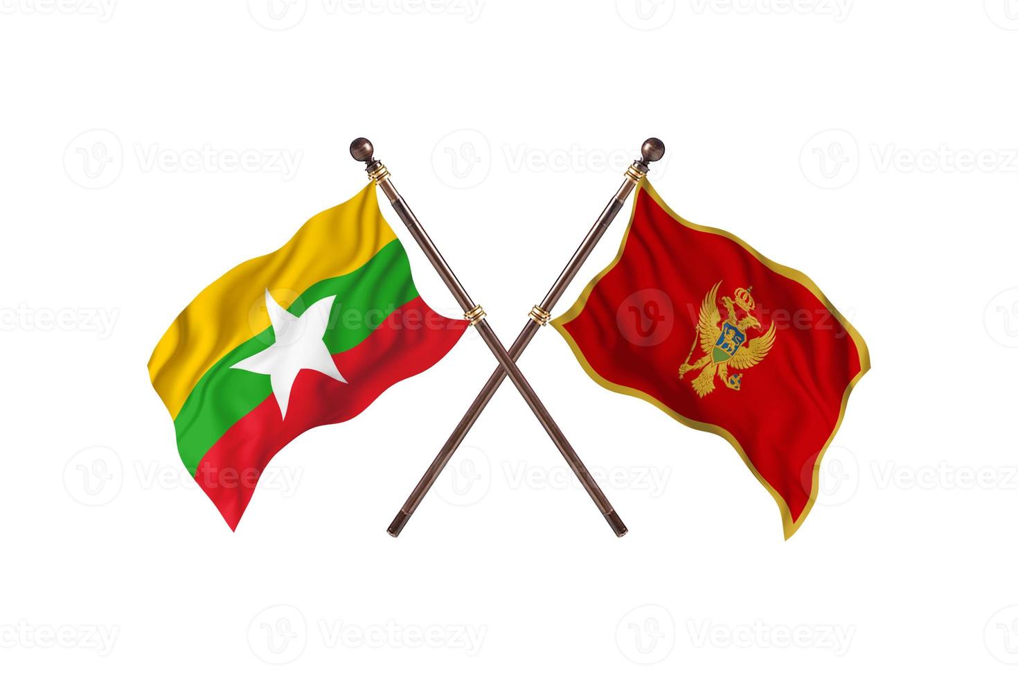 Burma versus Montenegro Two Country Flags photo