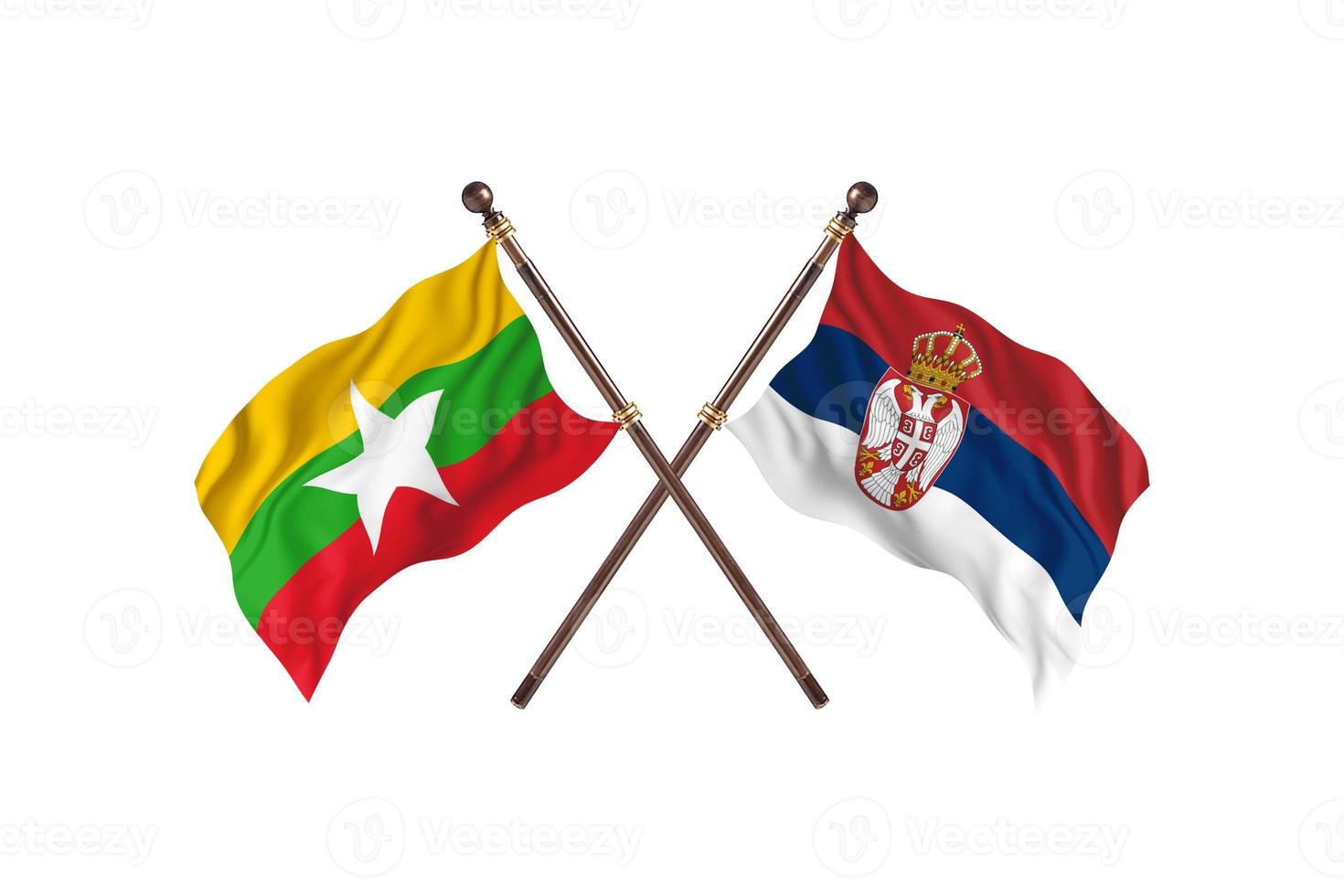 Burma versus Serbia Two Country Flags photo