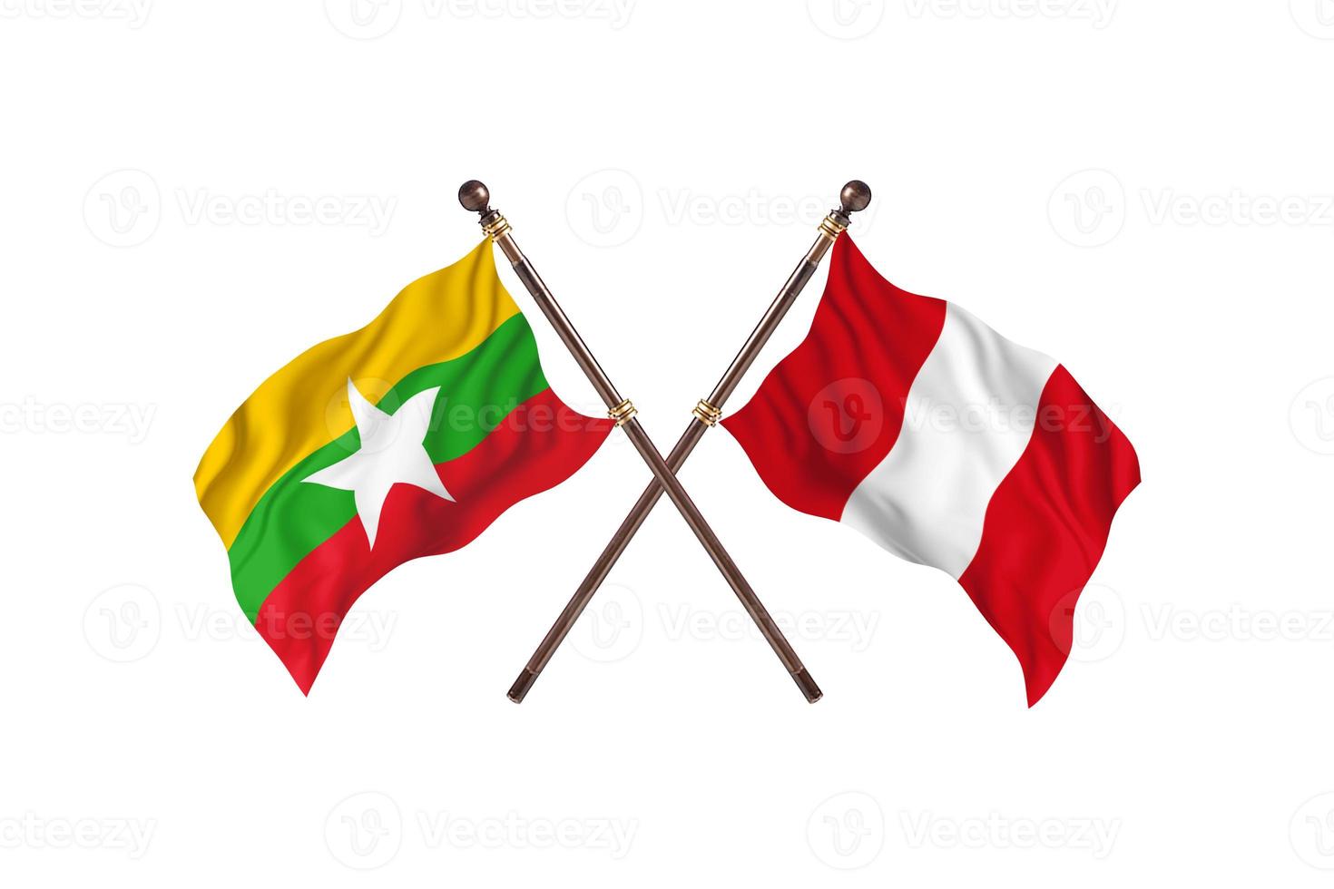 Burma versus Peru Two Country Flags photo
