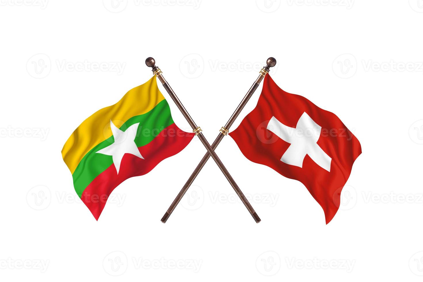 Burma versus Switzerland Two Country Flags photo