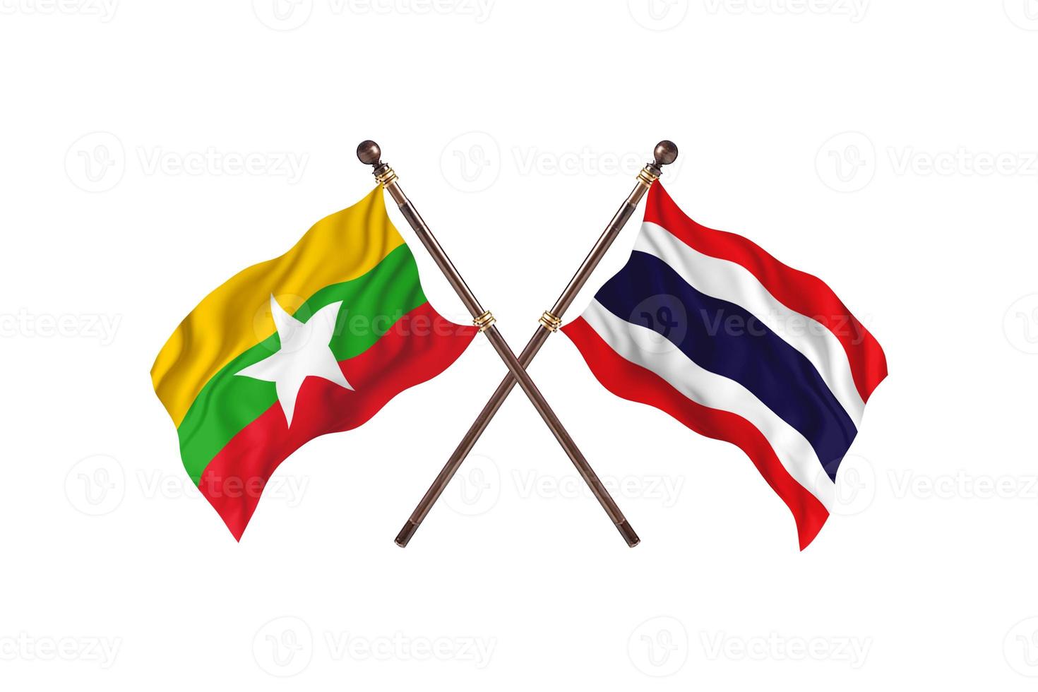 Burma versus Thailand Two Country Flags photo