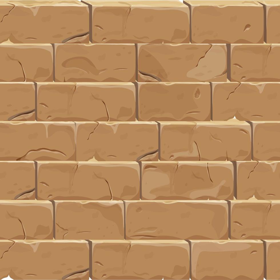 pared de piedra de ladrillos, roca, fondo de juego medieval en estilo de dibujos animados, superficie texturada sin fisuras. ui activo del juego, material de la carretera o del suelo. ilustración vectorial vector