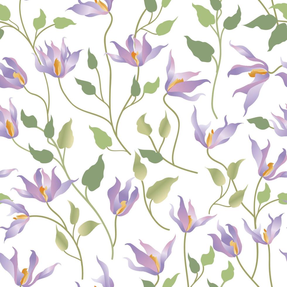 Floral seamless pattern. Flower garden ornamental white background. Flourish garden texture vector