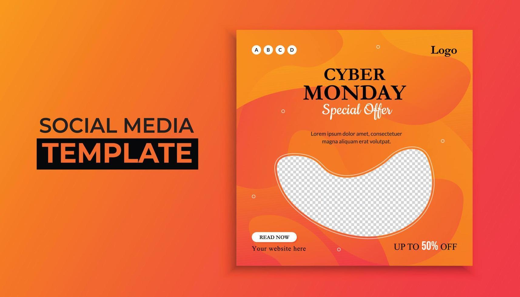 Cyber monday sale social media post template design vector