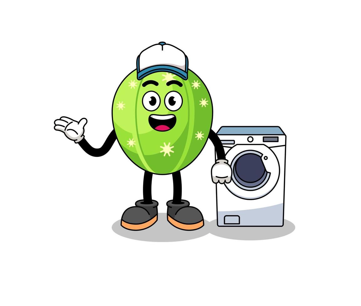 cactus illustration as a laundry man vector