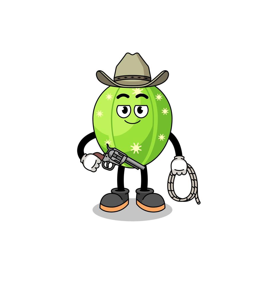 mascota del personaje de cactus como vaquero vector